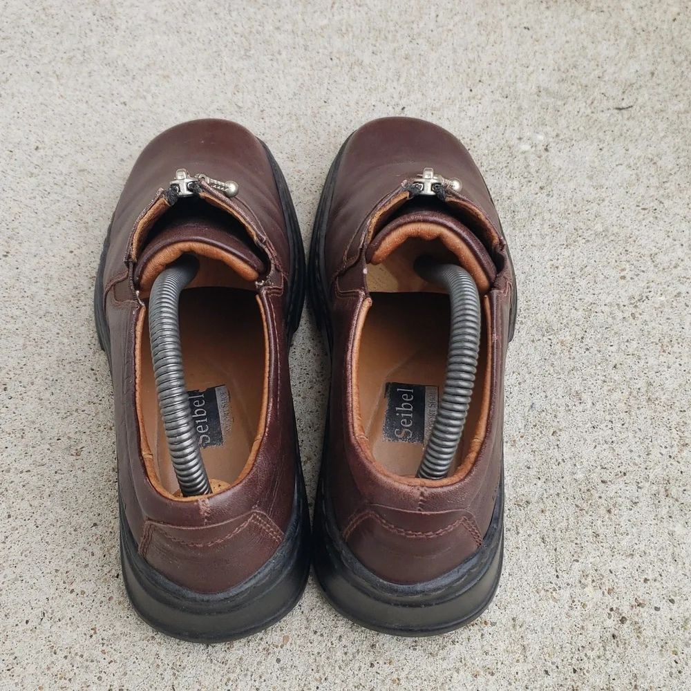 Josef Seibel Brown Zip Leather Chunky Heel Laofers Size 36 Classic Preppy Y2K
